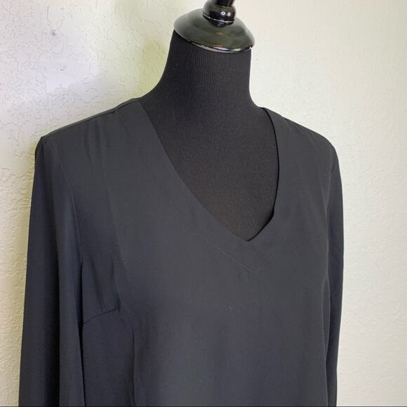 J Crew Mercantile black long bell sleeve v neck top NWT size 12 - Picture 3 of 11